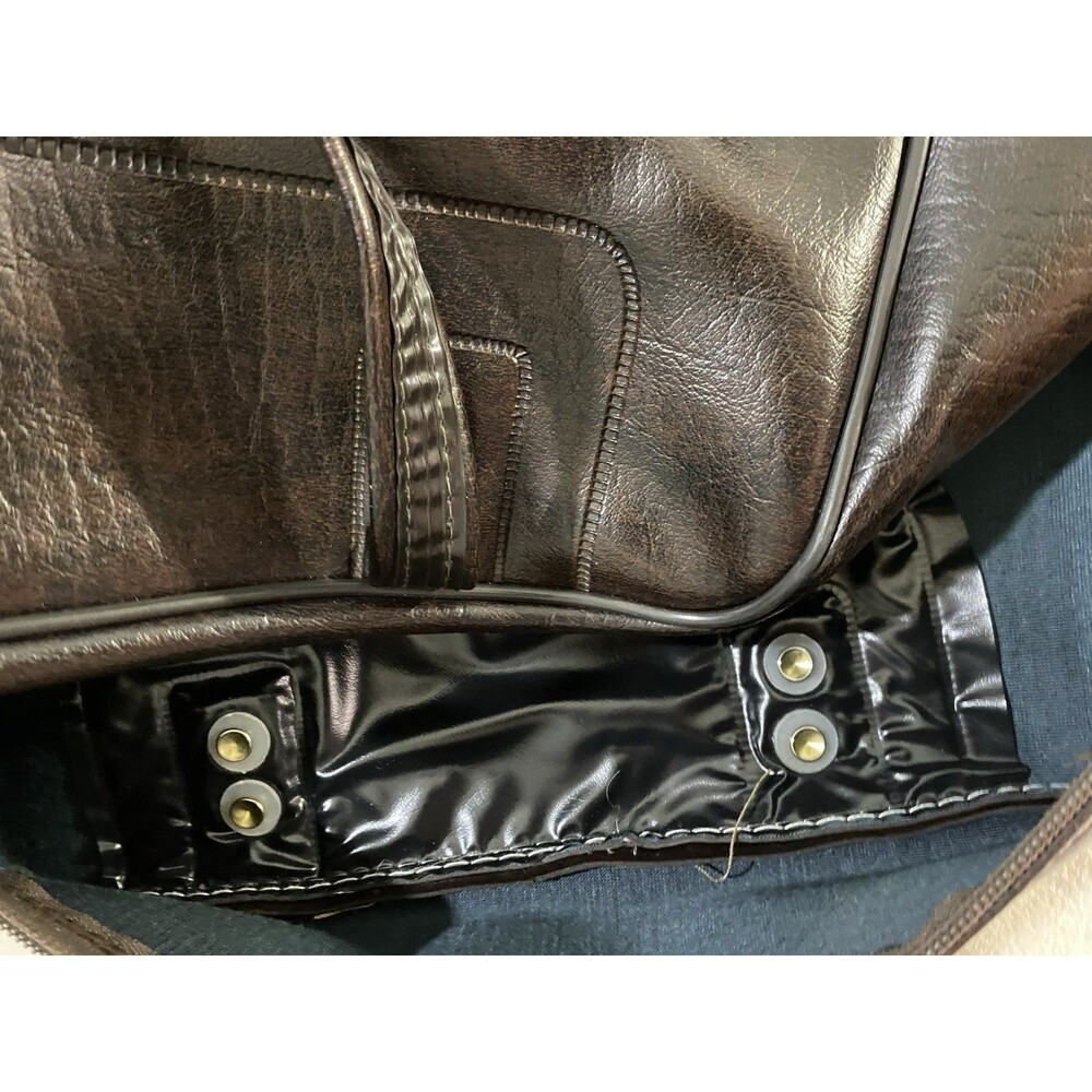 Vintage 60s 70s Travelworld Division Olson Brown Leather Travel Duffel Bag Ltd - Picture 7 of 12